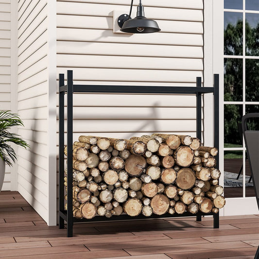 122cm W Iron Black Firewood Logs Holder Indoor Outdoor