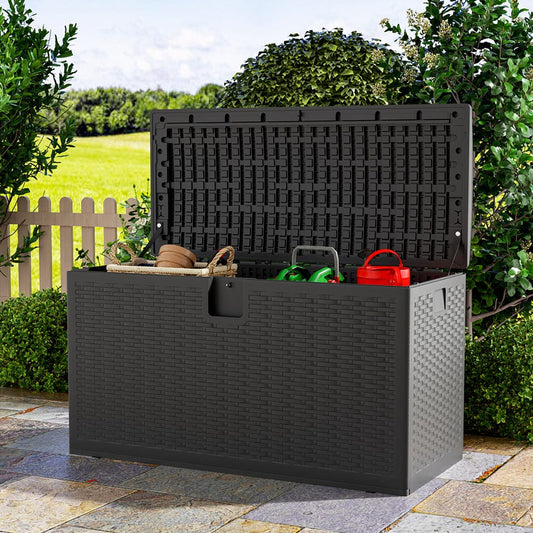 127cm W Rattan Garden Storage Outdoor Deck Box